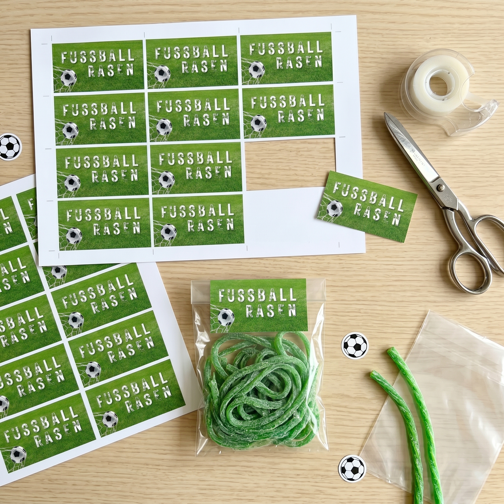 ⚽ Fußball Rasen Kindergeburtstag – Digitale Vorlage zum Basteln für Süßigkeiten ⚽